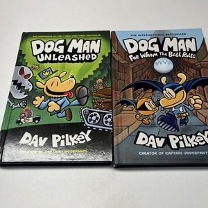 Dog Man lot of 2 books NICE hardcover ￼ unleashed -for whom the ball rolls ￼